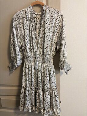 Love Stitch Women's Size S Black/Cream Poka Dot 3/4 Sleeve Dress NWT